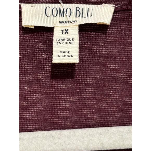 Como Blu New Woman Plus Sz 1x burgundy top gold tribal biker print 3/4 sl. chic - Picture 5 of 9